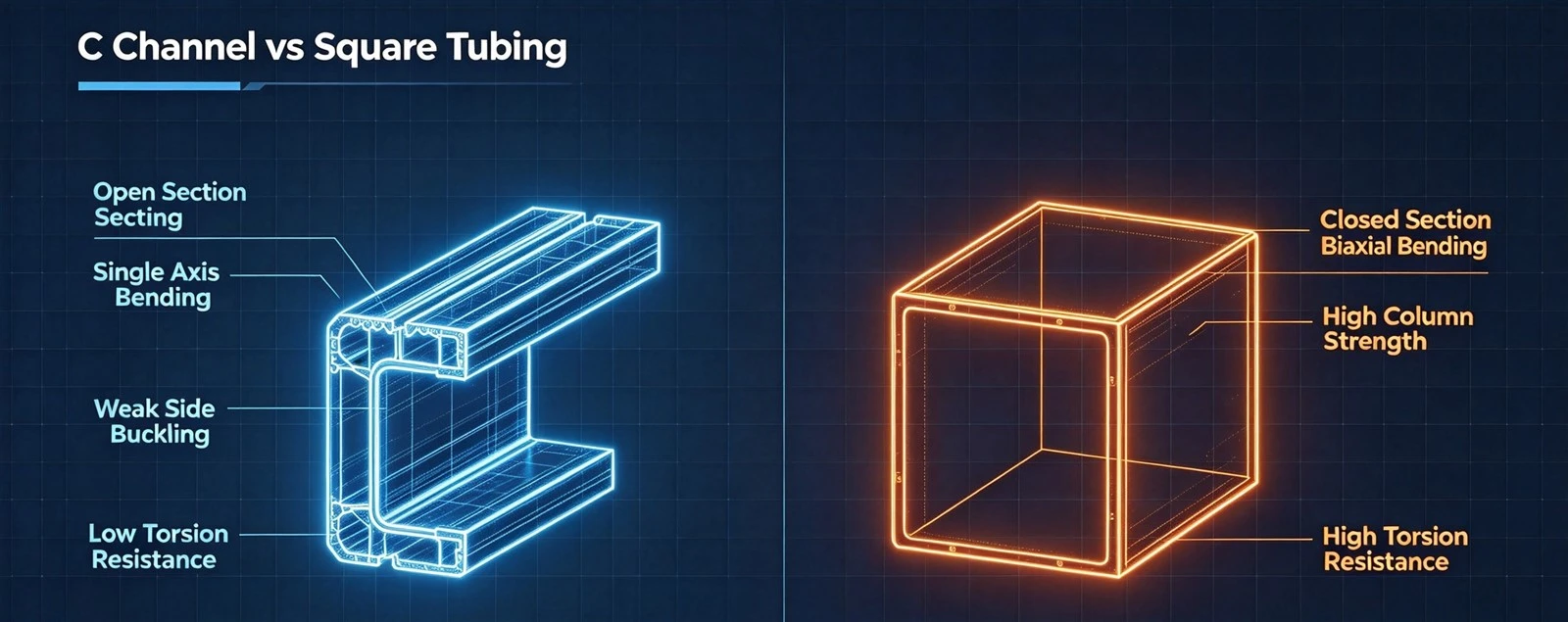 C channel vs square tubing C channel vs square tubing
