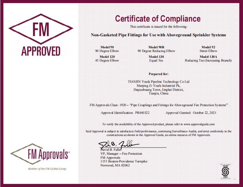 FM for pipe fittings FM for pipe fittings
